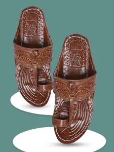 ROYAL KHWAAB Men Ethnic Leather Comfort Sandals