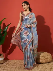 RACHNA Floral Printed Tissue Saree