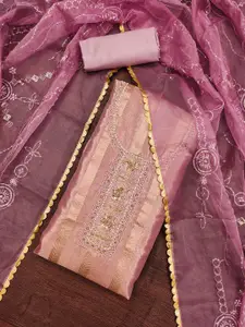 MANVAA Floral Embellished Organza Unstitched Dress Material