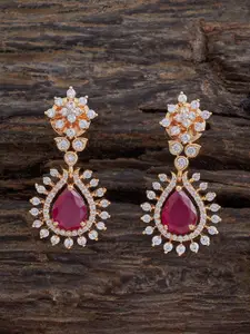 Kushal's Fashion Jewellery Cubic Zirconia Teardrop Shaped Drop Earrings
