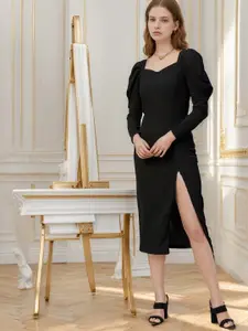 RARE Puff Sleeve Sheath Midi Dress