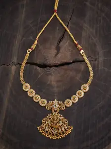Kushal's Fashion Jewellery Silver Gold-Plated Temple Necklace