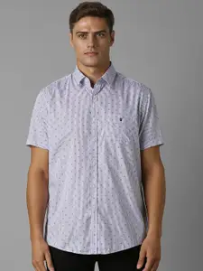 Louis Philippe Sport Men Spread Collar Micro Ditsy Printed Cotton Slim Fit Casual Shirt