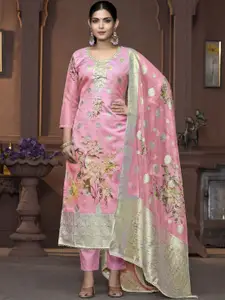 MANVAA Floral Embellished Sequinned Unstitched Dress Material