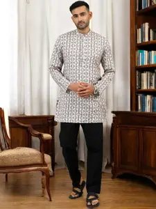 TATTVA Ethnic Motifs Printed Mandarin Collar Pure Cotton Short Kurta