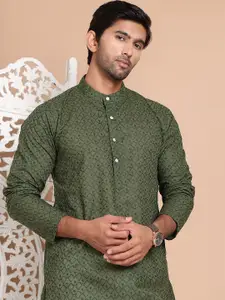 Anouk Men Geometric Embroidered Chikankari Kurta