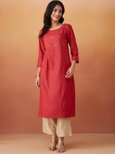 Fabindia Striped Sequins Straight Kurta