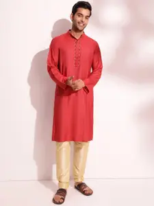 Fabindia Mandarin Collar Thread Work Straight Kurta