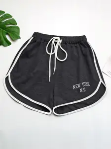 KPOP Women Typography Printed High-Rise Shorts