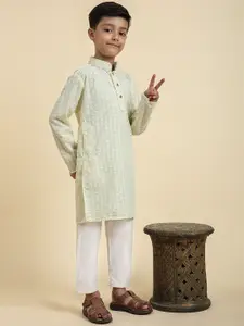 Pro-Ethic STYLE DEVELOPER Boys Floral Straight Kurta with Pyjamas