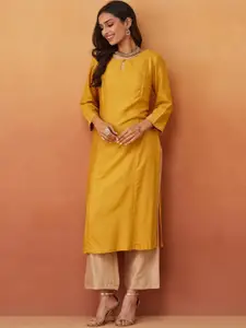 Fabindia Keyhole Neck Regular Straight Kurta