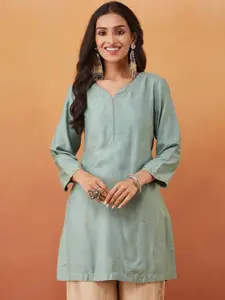 Fabindia Floral Embroidered A-Line Kurta