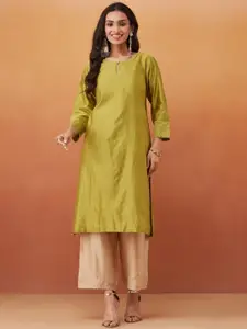 Fabindia Keyhole Neck Cotton Silk Straight Kurta