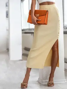 KPOP Straight Side Slit Midi Skirt