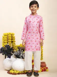 Cutiekins Boys Geometric Printed Mandarin Collar Kurta With Trousers