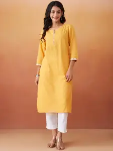 Fabindia Round Neck Cotton Straight Kurta