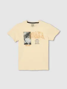max Boys Typography Printed Applique T-shirt