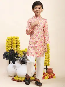 Cutiekins Boys Geometric Printed Mandarin Collar Kurta With Trousers