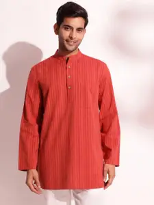Fabindia Striped Mandarin Collar Cotton Straight Kurta
