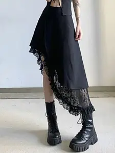 KPOP Flared High-Low Maxi Skirts