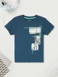 max Boys Typography Printed V-Neck Applique T-shirt