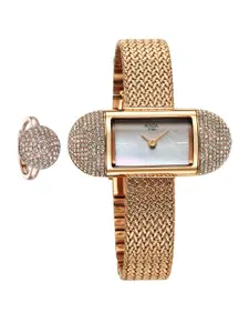 Titan Women Brass Dial & Bracelet Style Straps Analogue Watch 95259WM01F