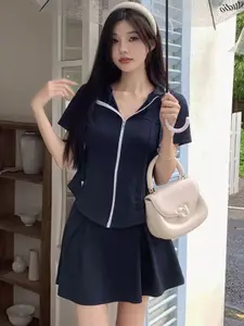 KPOP Women's A-Line Above Knee Slip-On Skirt