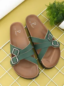 El Paso Women Slip-On with Buckles Open Toe Casual Flats