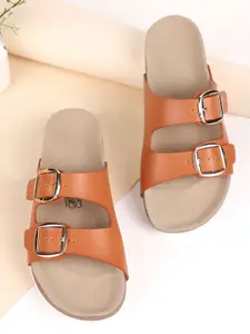 LOUD POUT Women Open Toe Flats with Buckles