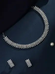 Cierra Silver-Plated AD Stone- Studded Necklace &Earrings