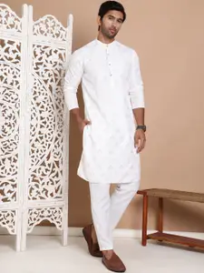 Anouk Men Floral Printed Regular Pure Cotton Kurta with Pyjamas