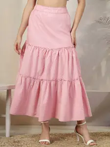 NEUDIS Women's Pure Cotton Tiered Midi Skirts