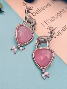 Sangria Silver Plated Stone Studded Earrings