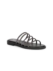 Viviblu Women Embellished Leather Open Toe Flats