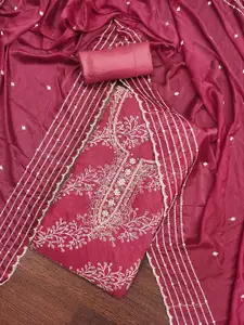 MANVAA Floral Sequinned Embroidered Organza Unstitched Dress Material