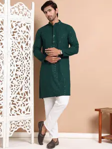 Anouk Men Embroidered Regular Sequinned Kurta with Pyjamas