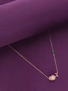 KAI JEWEL 92.5 Sterling Silver Rose Gold-Plated Cubic Zirconia Necklace