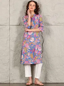 W Women Floral Printed Flared Sleeves Sequinned Kurta