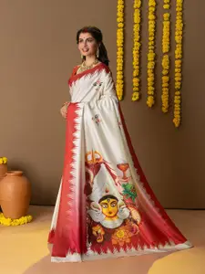 RACHNA Abstract Printed Tussar Saree With Blouse Piece