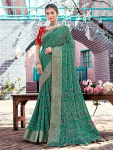 Saree mall Bandhani Printed Woven Design Zari Bandhani Sarees