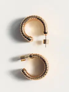 MANGO Textured Half Hoop Earrings