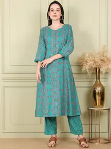 W Women Floral Printed Flared Sleeves Kurta