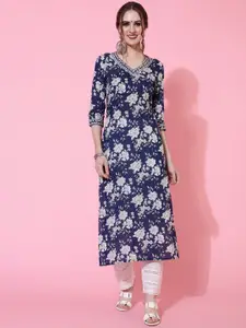 Sa Rasa Women Floral Printed Thread Work Kurta