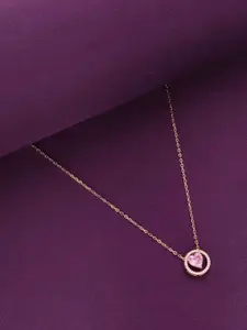 KAI JEWEL 925 Sterling Silver Rose Gold-Plated Cubic Zirconia Studded Necklace