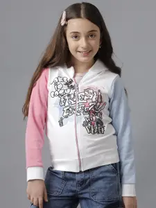 UNDER FOURTEEN ONLY Girls Typography Printed Hood Cotton Front-Open Sweatshirt