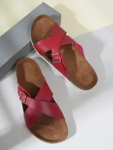 MOZAFIA Women Open Toe Flats with Buckles