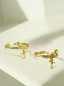 Goldnera Flamingo Bird Ethnic Toe Rings