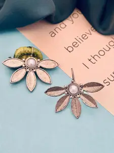 Sangria Silver Plated Beaded Floral Stud Earrings