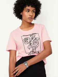 max Women Graphic Printed Round Neck Cotton T-shirt