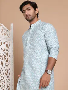 Anouk Men Floral Printed Regular Sequinned Kurta with Pyjamas